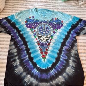 Liquid Blue Tie-Dye Grateful Dead Tee - Blue, Black, Purple